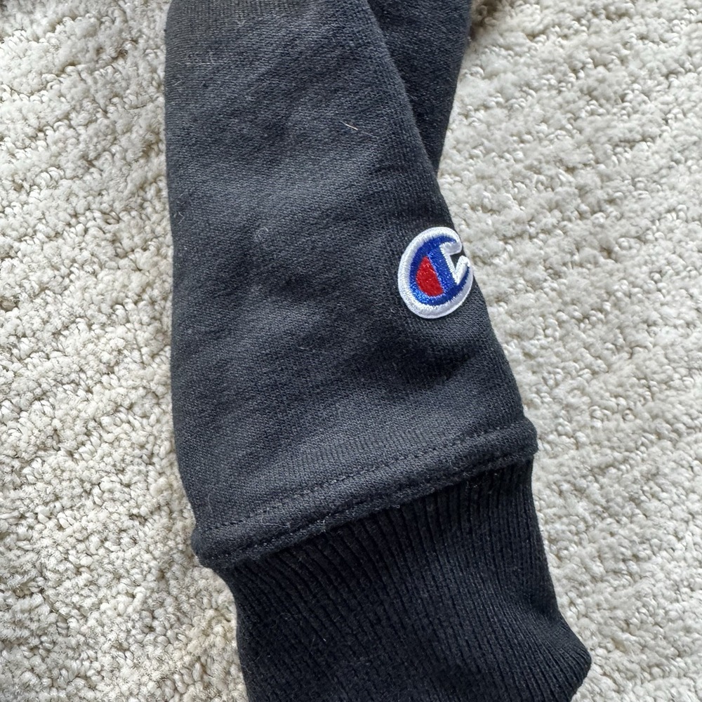 Champion Black Hoodie With Cheetah Print Logo Size Small - Picture 4 of 5